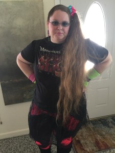 I wish I'd had time to tease and/or crimp my hair more, but the side pony tail was good enough. I think